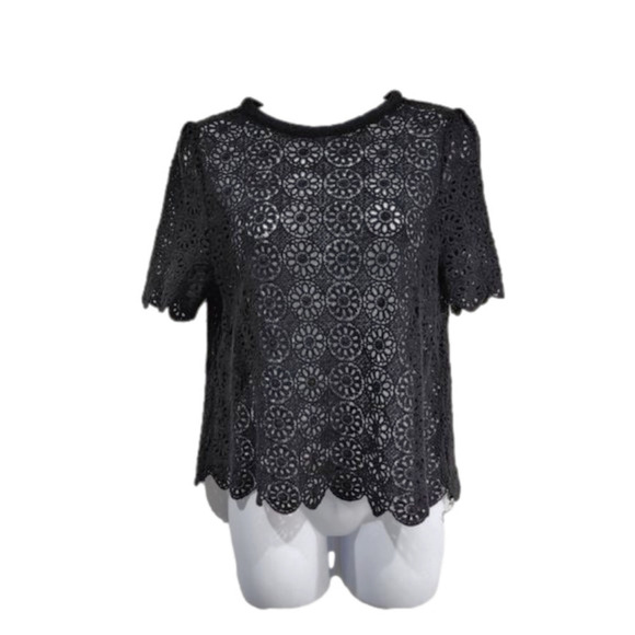 BLACK LACE TOP - Picture 1 of 4